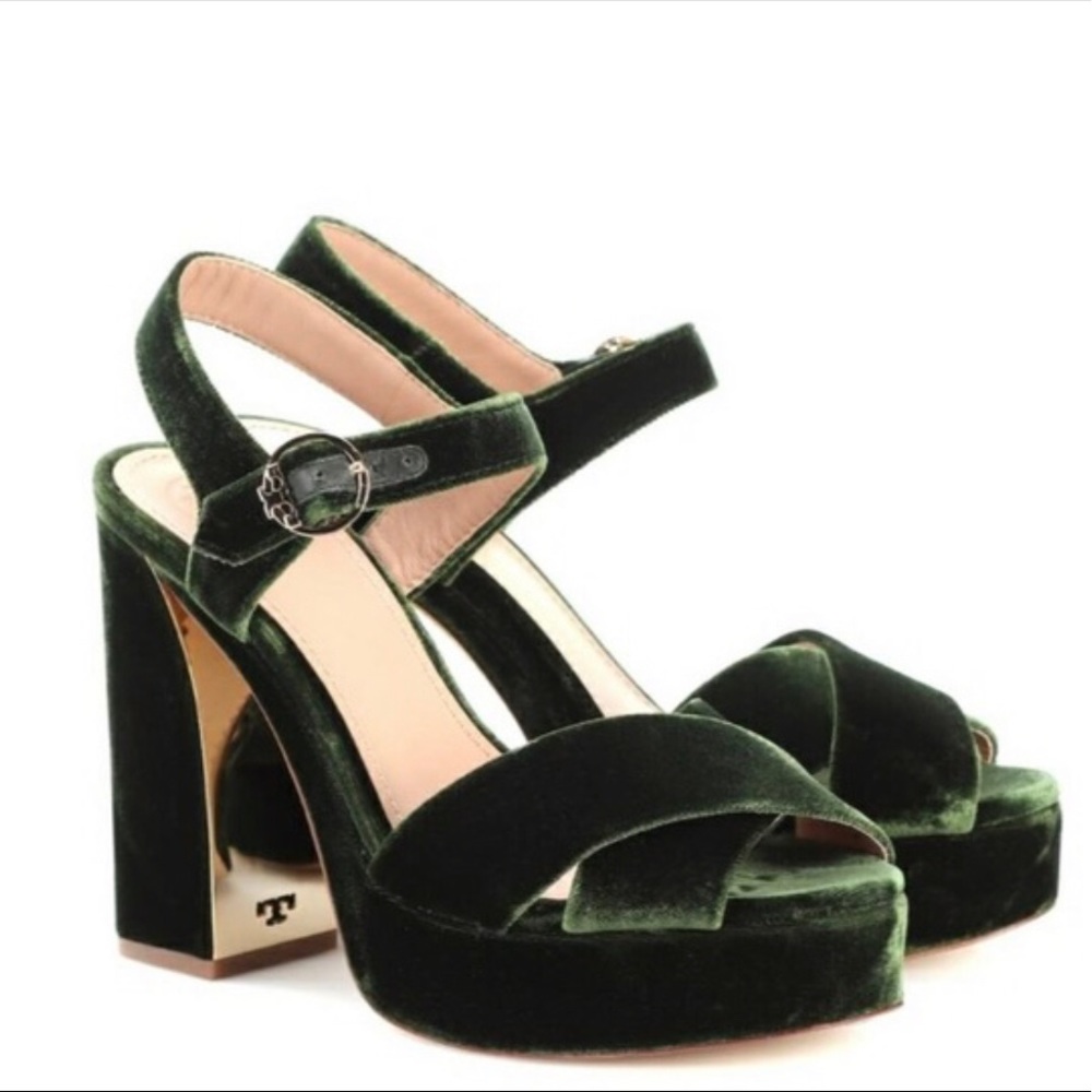 Tory Burch Loretta Velvet Platform Heels